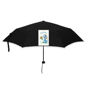 Blue Dragon with Bouquet of Flowers - Umbrella (small) - black - Front