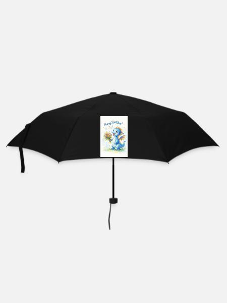 Blue Dragon with Bouquet of Flowers - Umbrella (small) - black