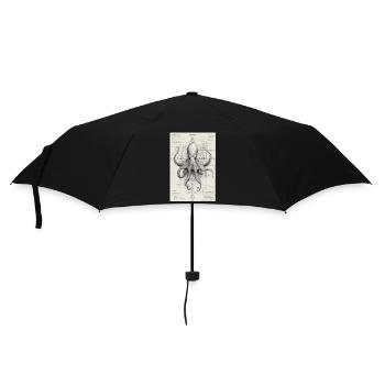 Geometrischer Oktopus-Bauplan - Regenschirm (klein) - Schwarz - Vorne