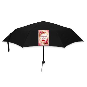 Valentine's Love Roses with Hearts - Umbrella (small) - black - Front