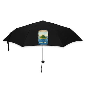 Cornwall England – Watercolor Travel Poster - Umbrella (small) - black - Front