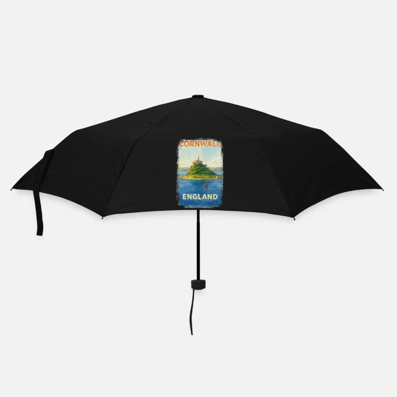 Cornwall England – Aquarell Reiseposter - Regenschirm (klein) - Schwarz
