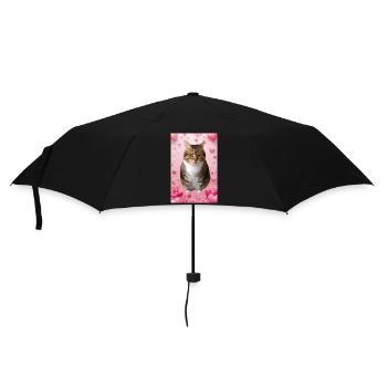 Missty Cat with Hearts - Umbrella (small) - black - Front
