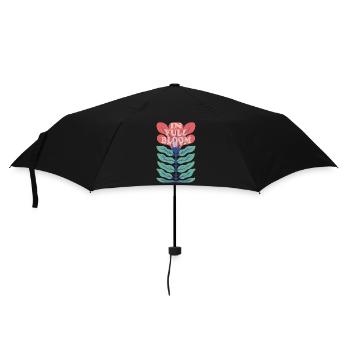 In Full Bloom – Retro Floraler Spruch - Regenschirm (klein) - Schwarz - Vorne