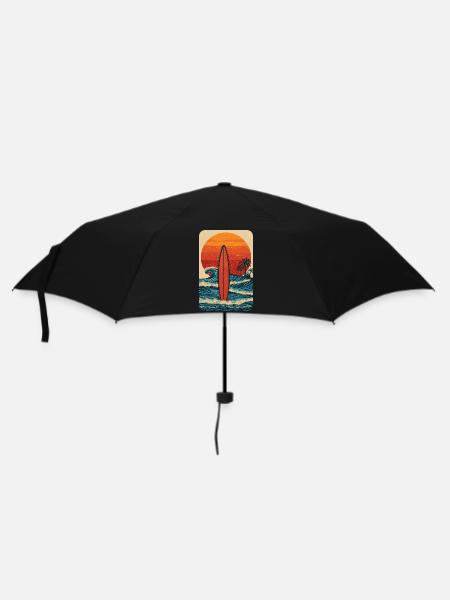 Sonnenuntergang Surf - Regenschirm (klein) - Schwarz