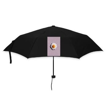 Fröhliche Gänseblümchen-Sonne auf fliederfarbenem Hintergrund - Regenschirm (klein) - Schwarz - Vorne