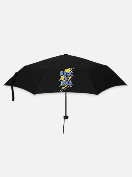 Rock'n'Roll-Logo mit Blitz - Regenschirm (klein) - Schwarz