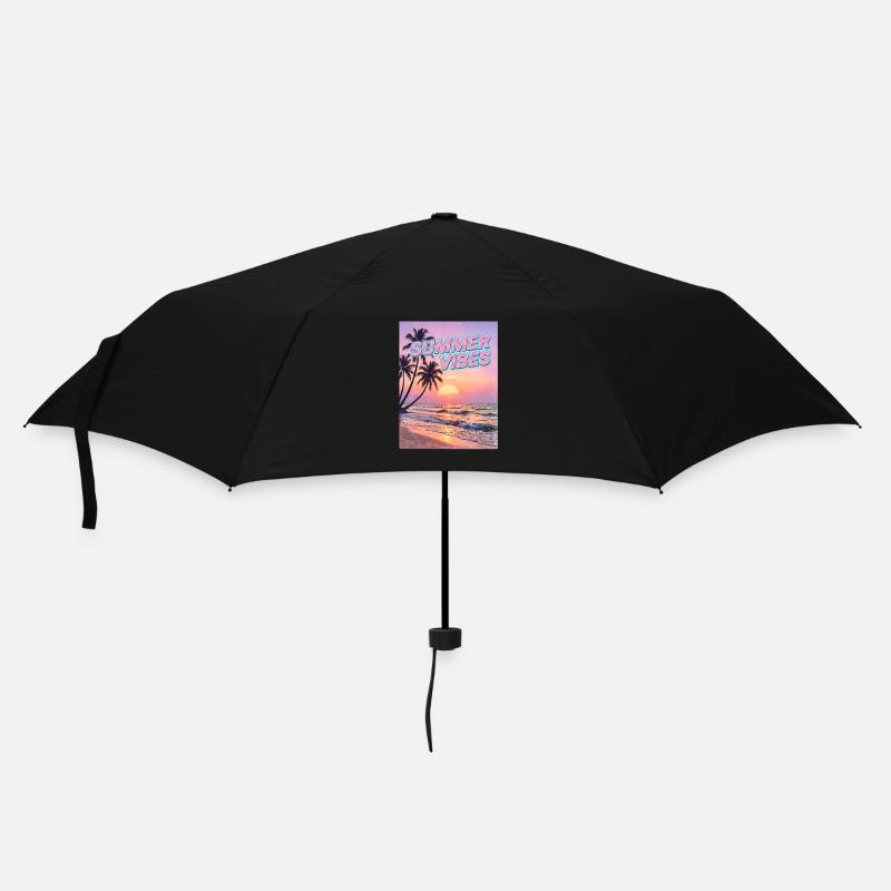 Sommervibes Retro Sunset Beach - Regenschirm (klein) - Schwarz