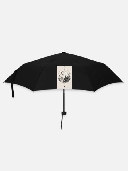 Mondwolf am Felsgipfel - Regenschirm (klein) - Schwarz