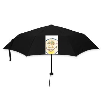 Fröhliches Farbgesicht Illustration - Regenschirm (klein) - Schwarz - Vorne