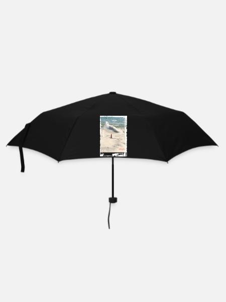 Wattvogel Foto Nordsee Möwe Strand Ostsee - Regenschirm (klein) - Schwarz