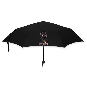 Neon Flower Love - Regenschirm (klein) - Schwarz - Vorne