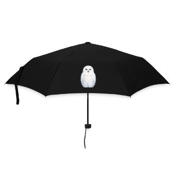 Watercolor snowy owl illustration - Umbrella (small) - black - Front