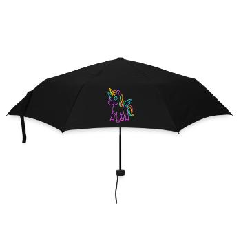 Süßes Pegasus Einhorn | Neon Design Fantasymotiv - Regenschirm (klein) - Schwarz - Vorne