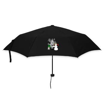 Xmas Christmas Forest Nikolaus Schneemann Santa - Umbrella (small) - black - Front