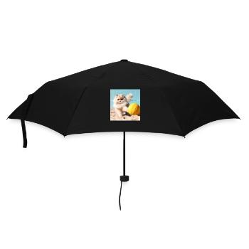 Persian cat Negan plays beach volleyball - Umbrella (small) - black - Front