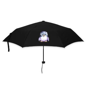 Pinguin Wasserfarben Zeichnung - Regenschirm (klein) - Schwarz - Vorne