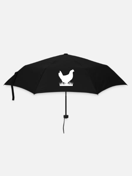 Huhn silhouette weiß - Regenschirm (klein) - Schwarz