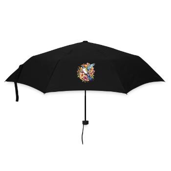Hummingbird Flowers Bird Animal Art Watercolor Colorful - Umbrella (small) - black - Front