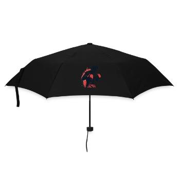 der Boxer in Rot - Regenschirm (klein) - Schwarz - Vorne