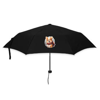 Welsh Corgi en hiver avec écharpe - Parapluie standard - noir - Devant