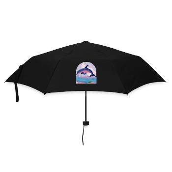 Dauphin à sauter (Collection d’animaux rêveurs) - Parapluie standard - noir - Devant