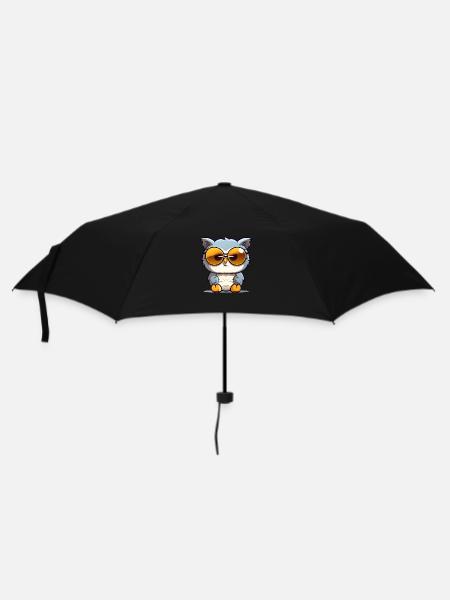 Little cute owl wearing sunglasses. - Umbrella (small) - black