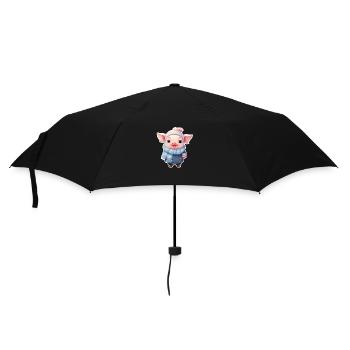 Cute piggy is cold - Umbrella (small) - black - Front