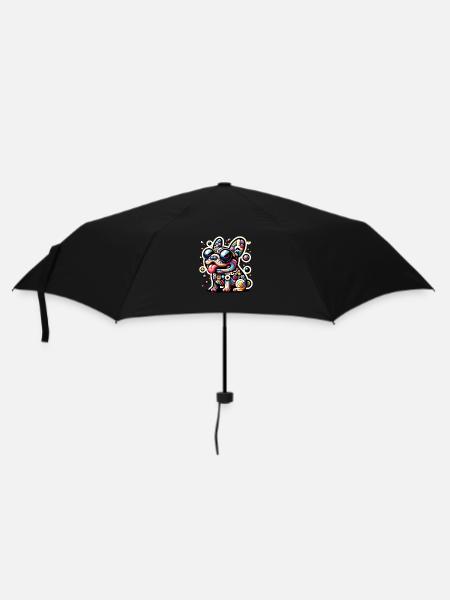 Frenchie bunt - Regenschirm (klein) - Schwarz