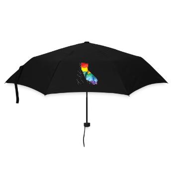 Californie (États-Unis) | Drapeau réel | Texte LGBTQIA+ - Parapluie standard - noir - Devant