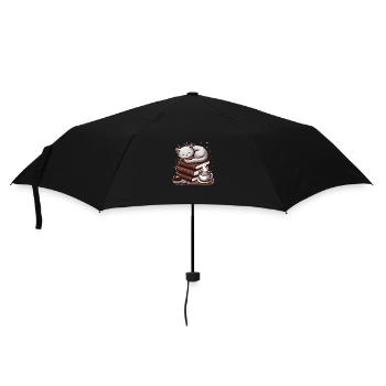 KATZEN, BÜCHER & KAFFEE - Regenschirm (klein) - Schwarz - Vorne