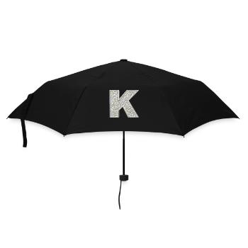 K, letter, letter K, initial, initial K, monogram, - Umbrella (small) - black - Front
