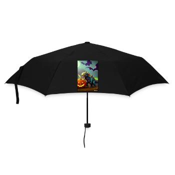 Halloween Dinosaurier Kürbis Fledermaus - Regenschirm (klein) - Schwarz - Vorne