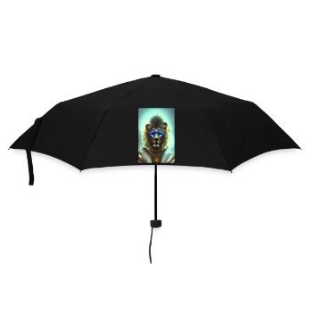 Lion Big Cat Cyber Neon Punk Future Sci-Fi - Umbrella (small) - black - Front
