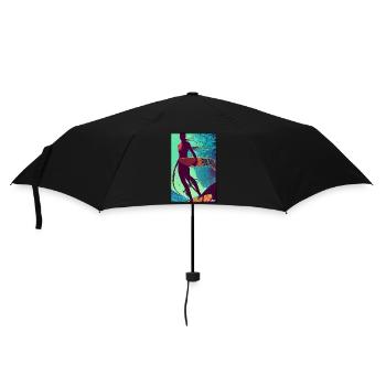 Surfer girl girl woman surfboard waves sea - Umbrella (small) - black - Front
