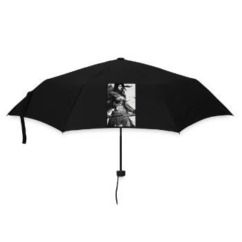 Guerrier Femme Épée Vintage Noir Blanc - Parapluie standard - noir - Devant