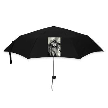 Guerrier Femme Épée Vintage Noir Blanc - Parapluie standard - noir - Devant