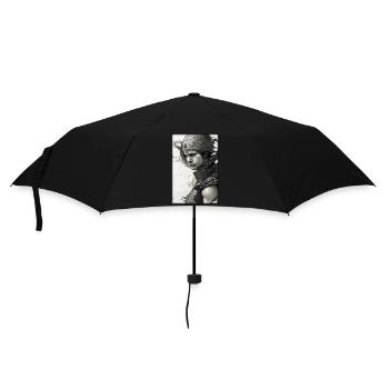 Guerrier Femme Épée Vintage Noir Blanc - Parapluie standard - noir - Devant