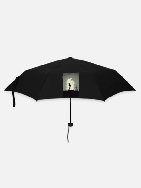 Zombie Illustration Minimalistisches Design - Regenschirm (klein) - Schwarz