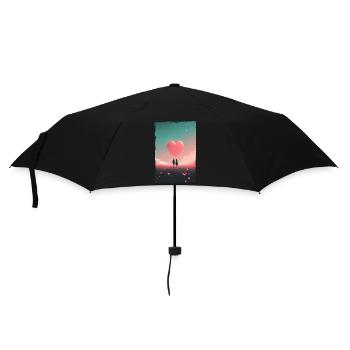 Liebe Illustration Minimalistisches Design - Regenschirm (klein) - Schwarz - Vorne
