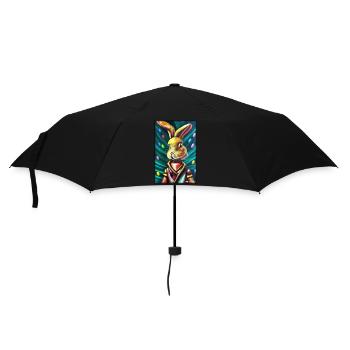 Hase Osterhase Ostern Cyber Zukunft Sci-Fi Tier - Regenschirm (klein) - Schwarz - Vorne