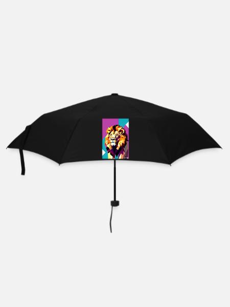 Leo Polygon Arc-en-ciel coloré sauvage Faune sauvage - Parapluie standard - noir