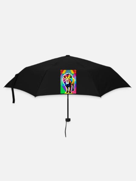 Leo Polygon Arc-en-ciel coloré sauvage Faune sauvage - Parapluie standard - noir