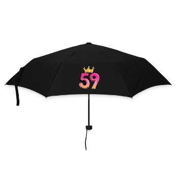 59 Zahl Krone - Regenschirm (klein) - Schwarz - Vorne