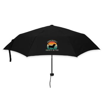 Basset Glitter Retro Sunset - Regenschirm (klein) - Schwarz - Vorne