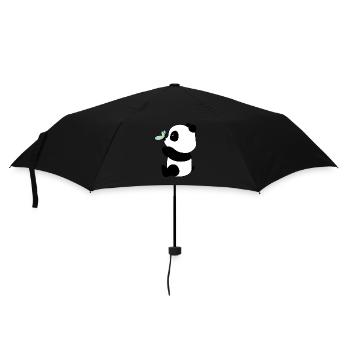 Panda et papillon – Rencontre douce - Parapluie standard - noir - Devant