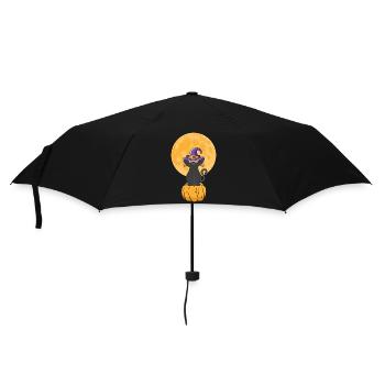 Halloween Katze Hexe - Regenschirm (klein) - Schwarz - Vorne