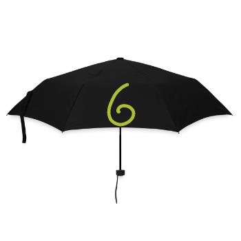6 Nummer sechs Zahl grün Geburtstag - Regenschirm (klein) - Schwarz - Vorne