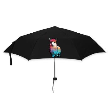 Alpaka Lama Regenbogen - Regenschirm (klein) - Schwarz - Vorne