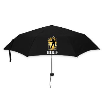 Golf Golfen Golfspieler Sport Hobby Club Gold - Regenschirm (klein) - Schwarz - Vorne
